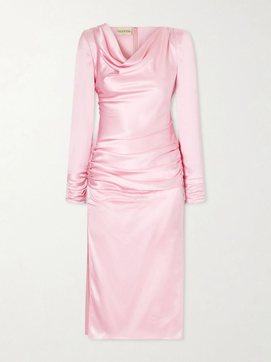 Draped silk-satin midi dress by VALENTINO