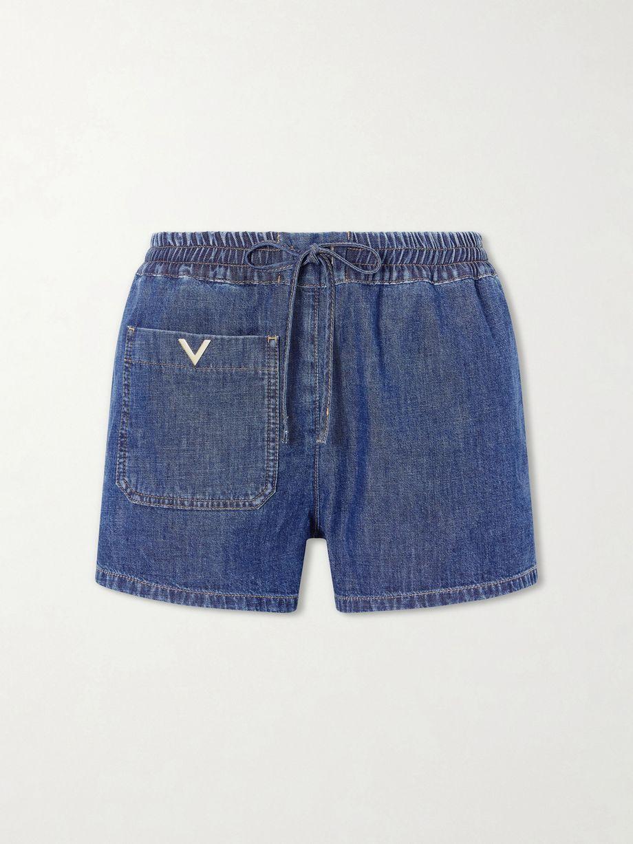 Embellished denim shorts by VALENTINO