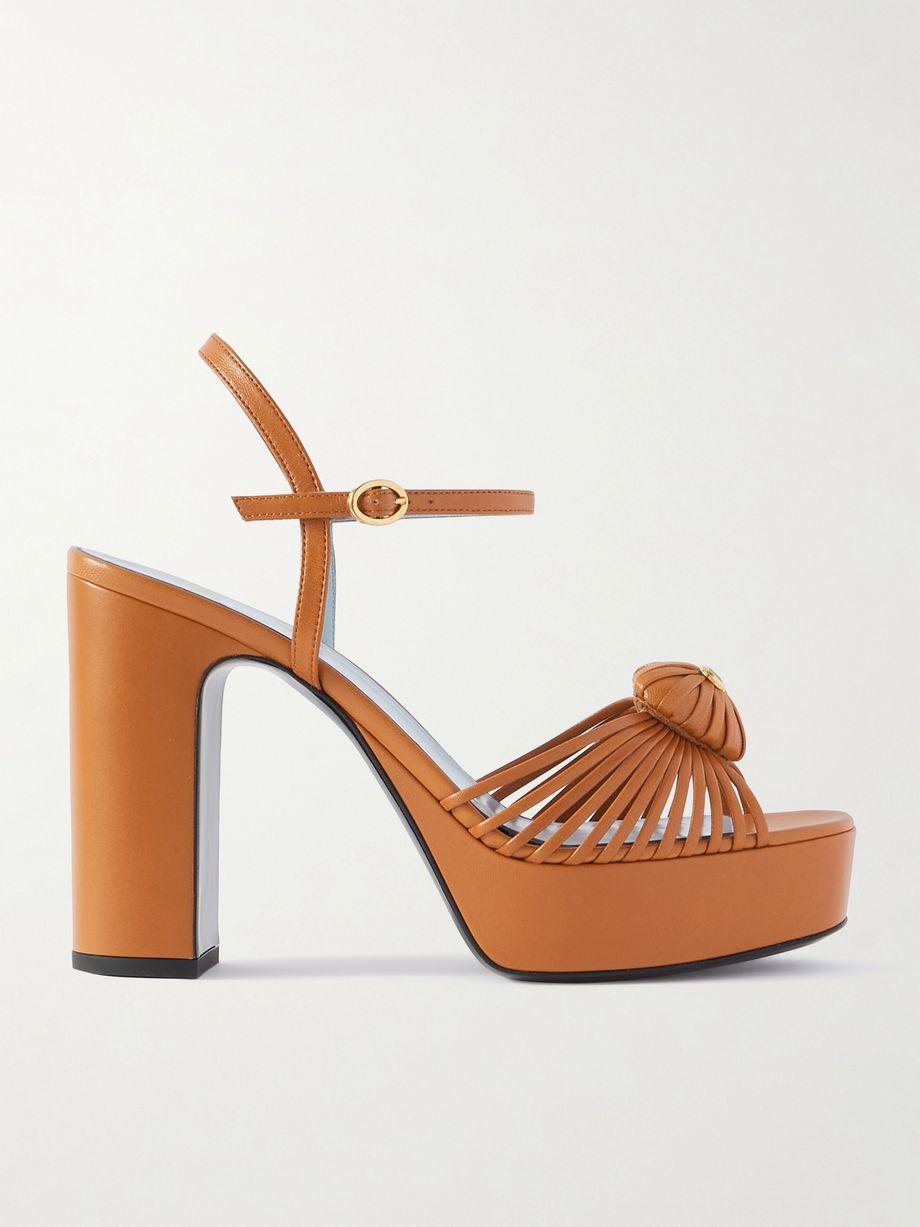 Embellished leather platform sandals by VALENTINO