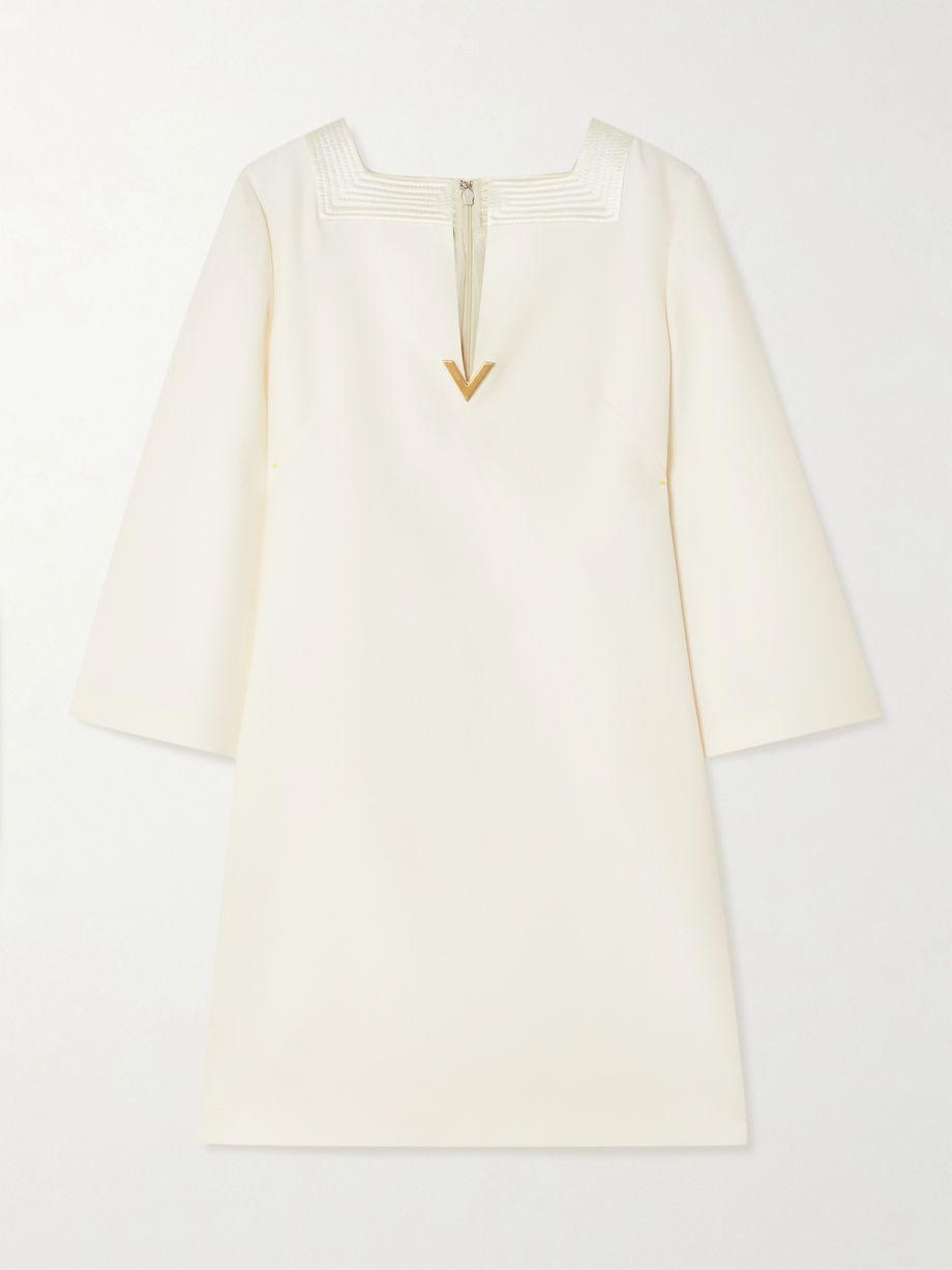 Embellished silk satin-trimmed wool and silk-blend crepe mini dress by VALENTINO