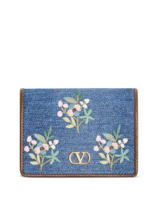 Embroidered Flower Flap French Wallet by VALENTINO