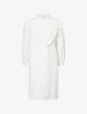Embroidered Long-Sleeve Cotton Mini Dress by VALENTINO
