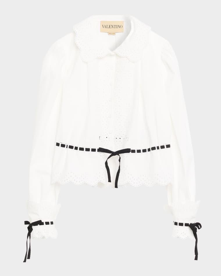 Eyelet-Embroidered Poplin Shirt by VALENTINO