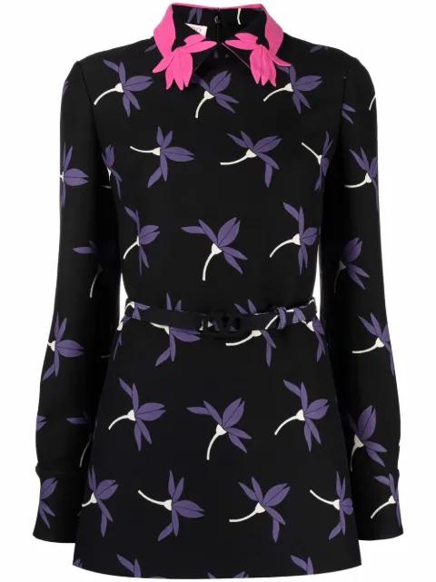 Fairy Flowers print belted shirt by VALENTINO