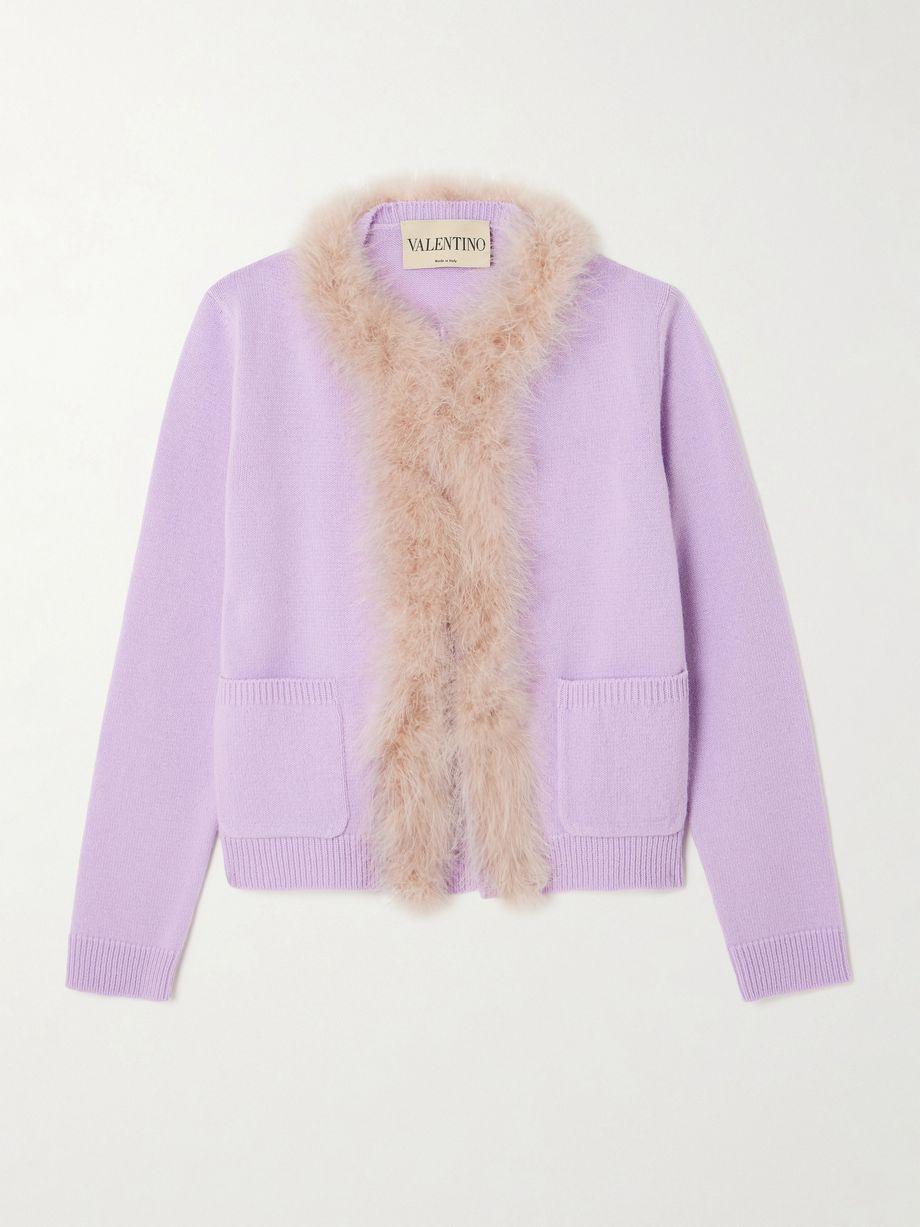 Feather-trimmed wool cardigan by VALENTINO