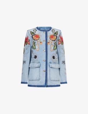 Floral Embroidered Denim Jacket by VALENTINO