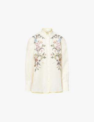 Floral-Embroidery Linen Shirt by VALENTINO
