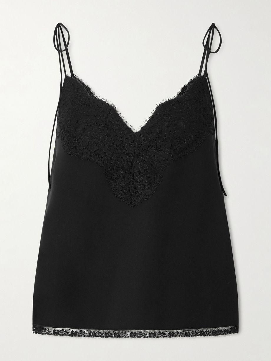 Floral lace-trimmed silk crepe de chine camisole by VALENTINO