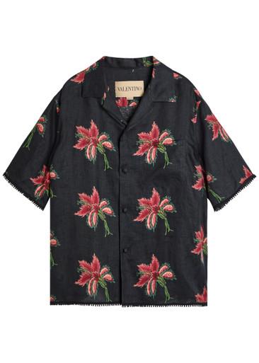 Floral-print linen shirt by VALENTINO