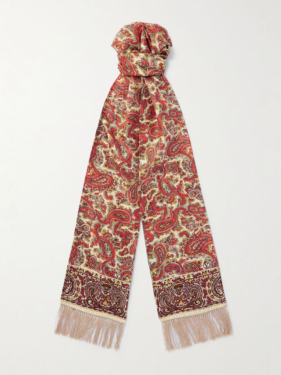 Fringed Paisley-Print Silk-Twill Scarf by VALENTINO