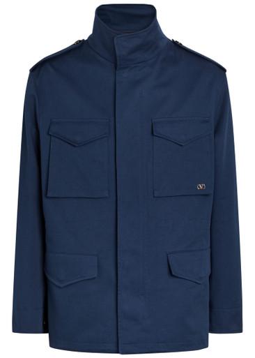 Funnel-neck twill coat by VALENTINO