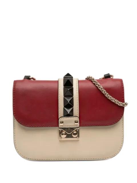 2000-2017 Small Tricolor Calfskin Rockstud Glam Lock crossbody bag by VALENTINO GARAVANI 