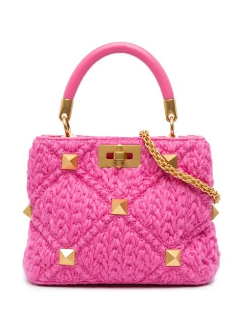 2000-2017 Small Woven Wool Roman Stud The Handle Bag satchel by VALENTINO GARAVANI 