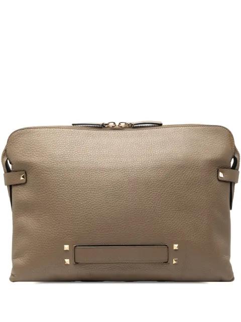 2018-2026 Grained Calfskin Rockstud clutch bag by VALENTINO GARAVANI 