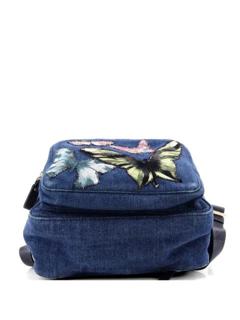 Denim with Butterfly Applique Medium backpack by VALENTINO GARAVANI 