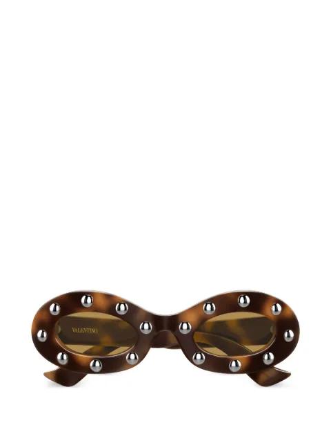 stud-embellished oval-frame sunglasses by VALENTINO GARAVANI EYEWEAR