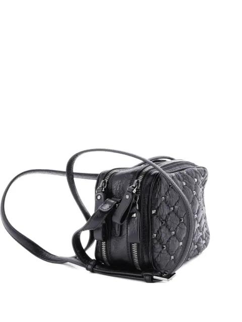 Rockstud Double Zip Camera Bag Quilted Crackled Leather crossbody bag by VALENTINO GARAVANI 