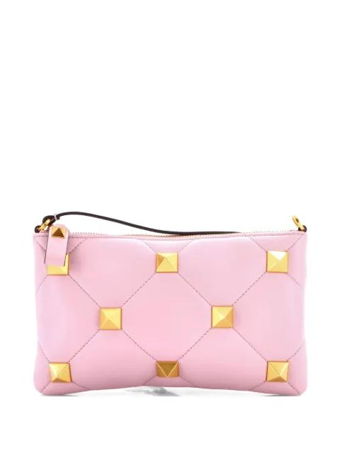 Roman Stud Zip Pochette Quilted Leather Mini clutch bag by VALENTINO GARAVANI 