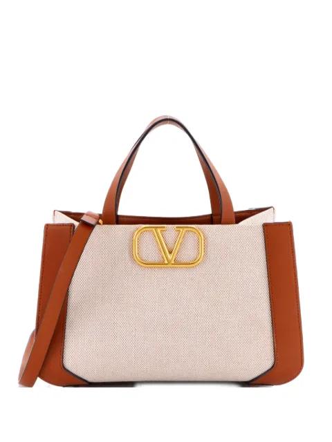 VLogo Shopper Canvas and Leather Small tote bag by VALENTINO GARAVANI 