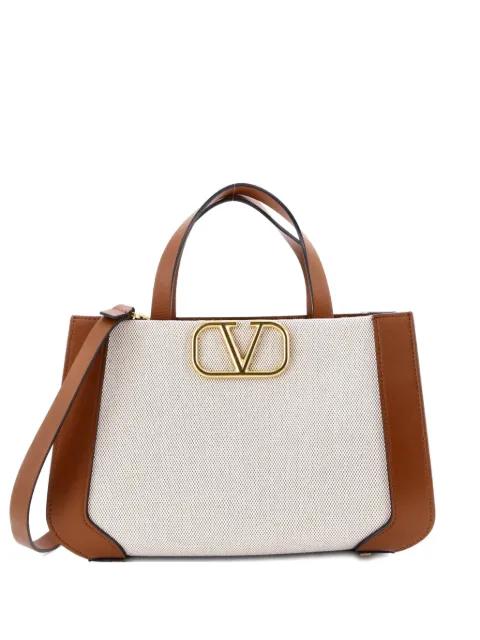 VLogo Shopper Canvas and Leather Small tote bag by VALENTINO GARAVANI 