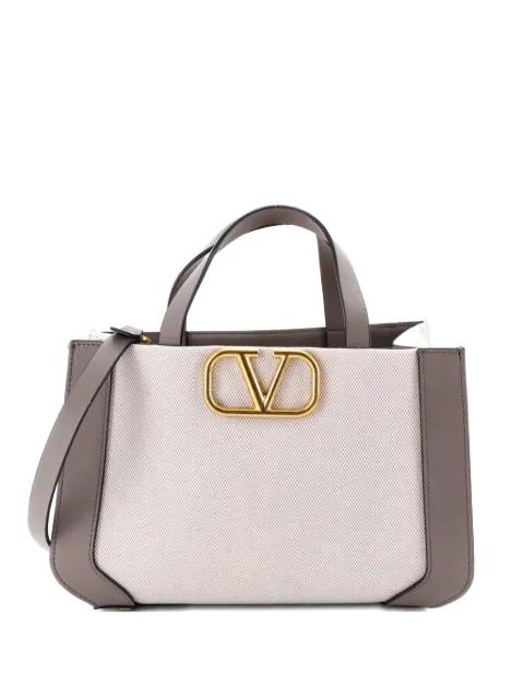 VLogo Shopper Canvas and Leather Small tote bag by VALENTINO GARAVANI 