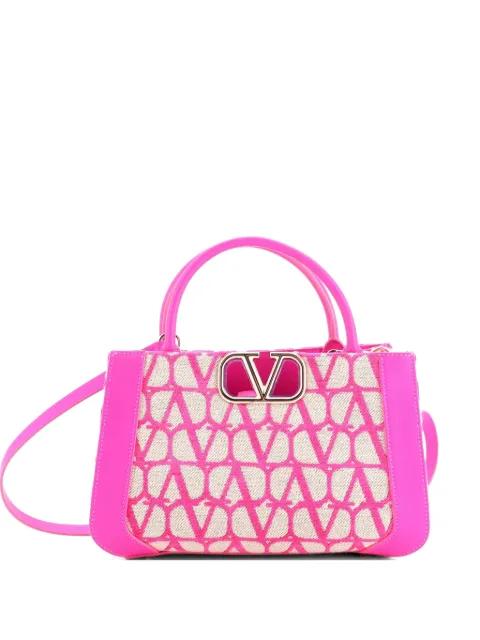 VLogo Shopper Toile Iconograph Fabric with Leather Small tote bag by VALENTINO GARAVANI 