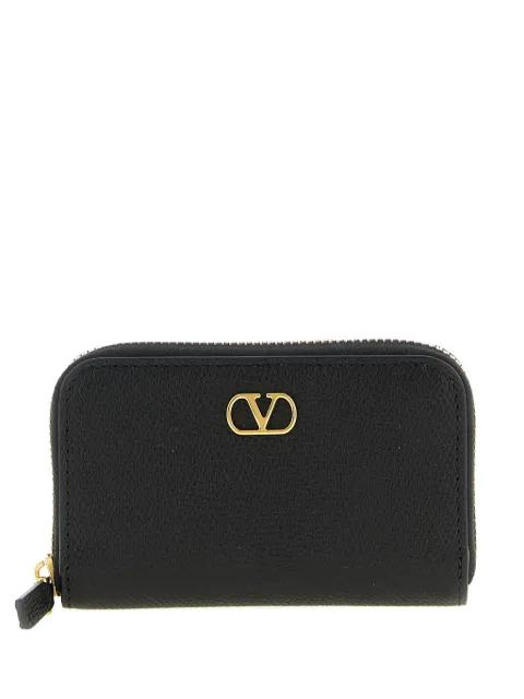 Garnet zip-round leather card holder by VALENTINO