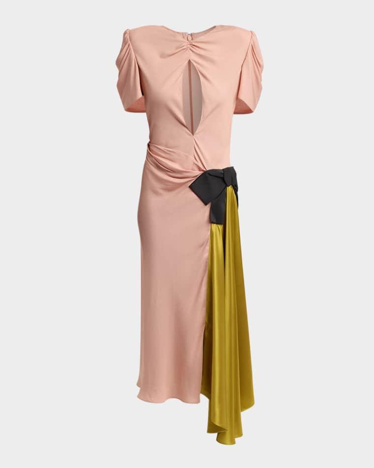 Gathered Colorblock Midi Dress by VALENTINO