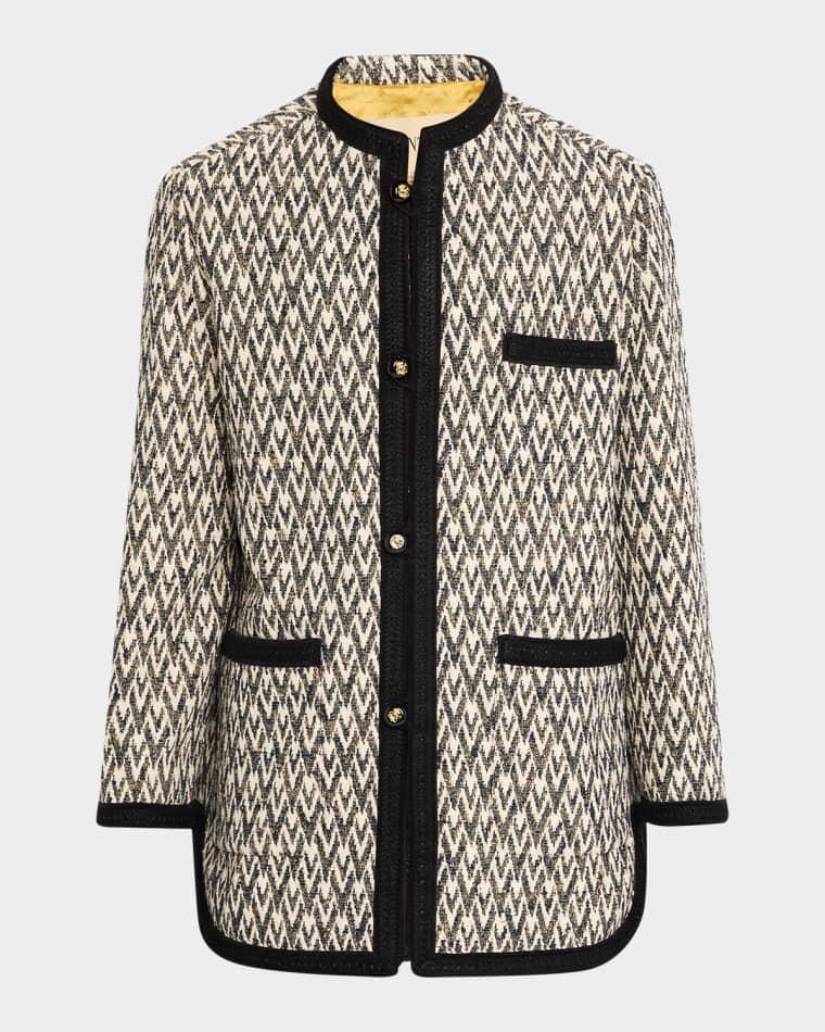 Geometric Woven Collarless Jacket by VALENTINO
