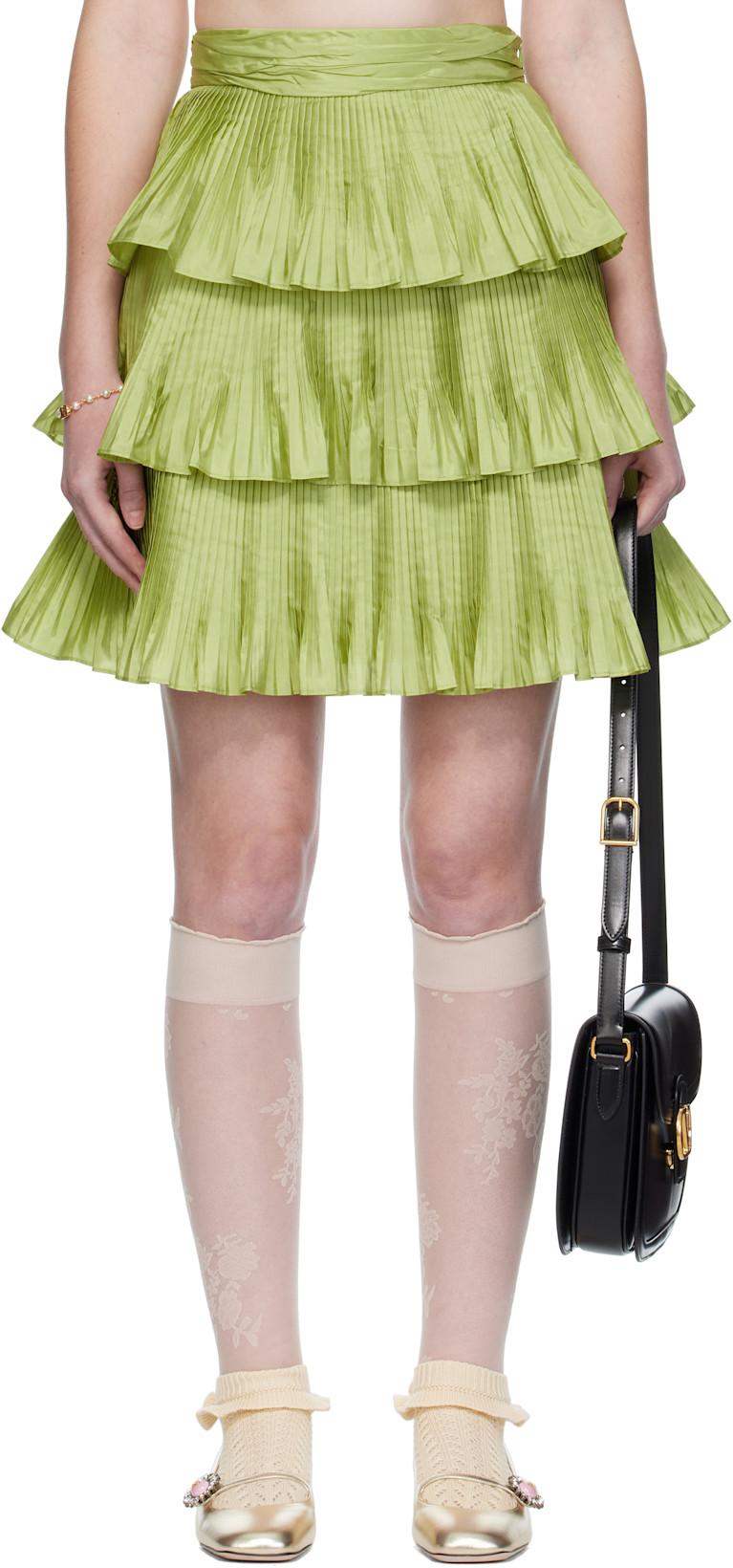 Green Taffetas Midi Skirt by VALENTINO