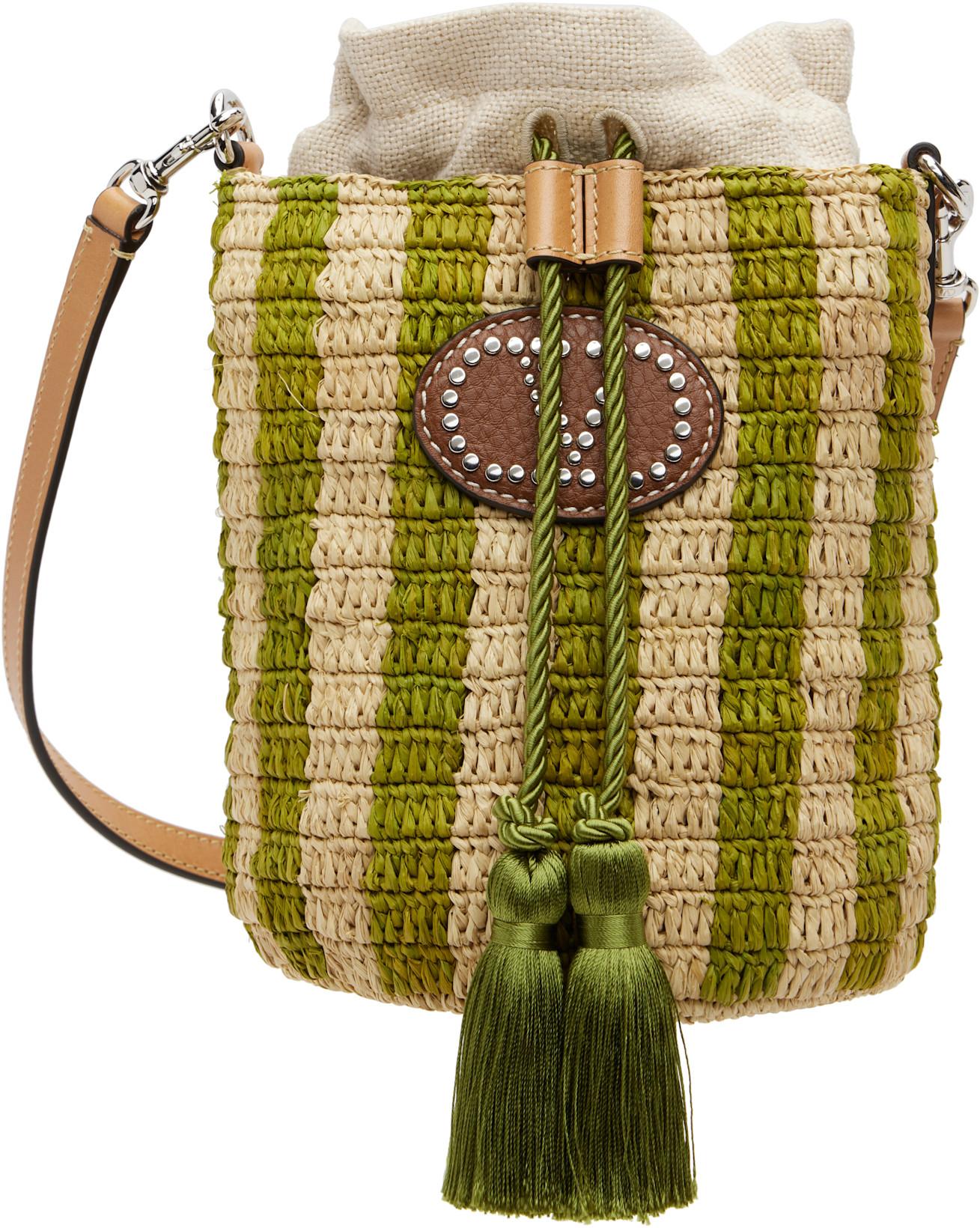 Green & Beige Small Bucket Bag by VALENTINO