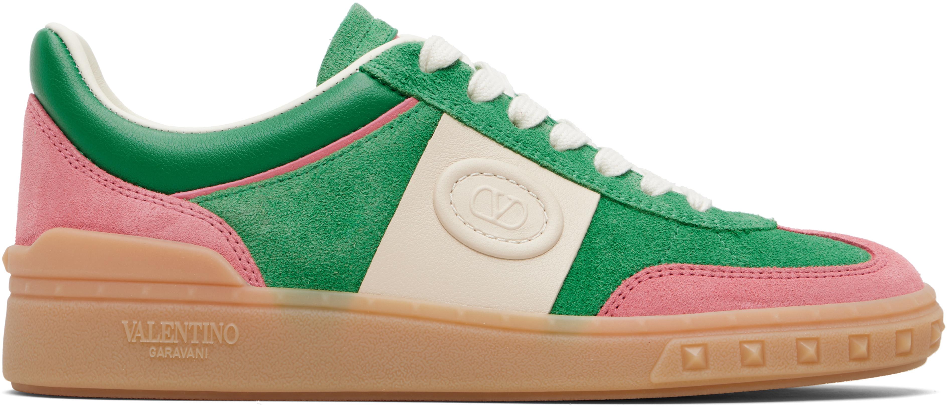 Green & Pink Upvillage Crosta Sneakers by VALENTINO