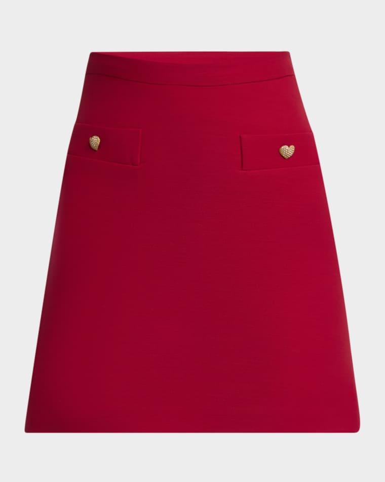 Heart Button Crepe Couture Mini Skirt by VALENTINO
