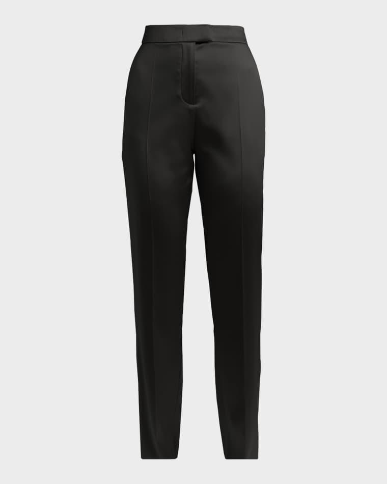 High-Rise Satin Straight-Leg Trousers by VALENTINO