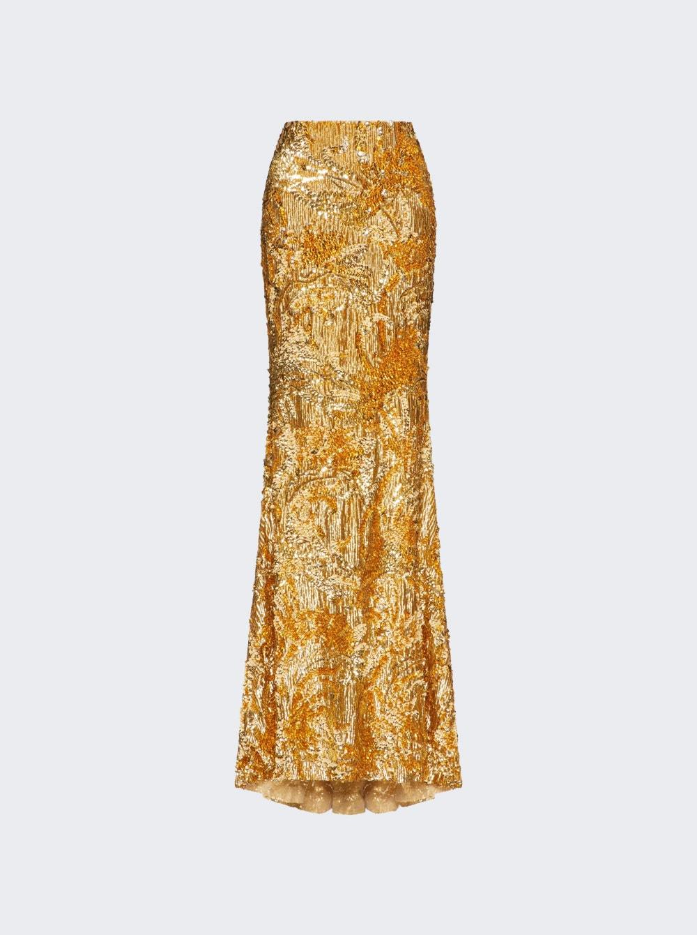 Illusion Maxi Skirt Gold by VALENTINO