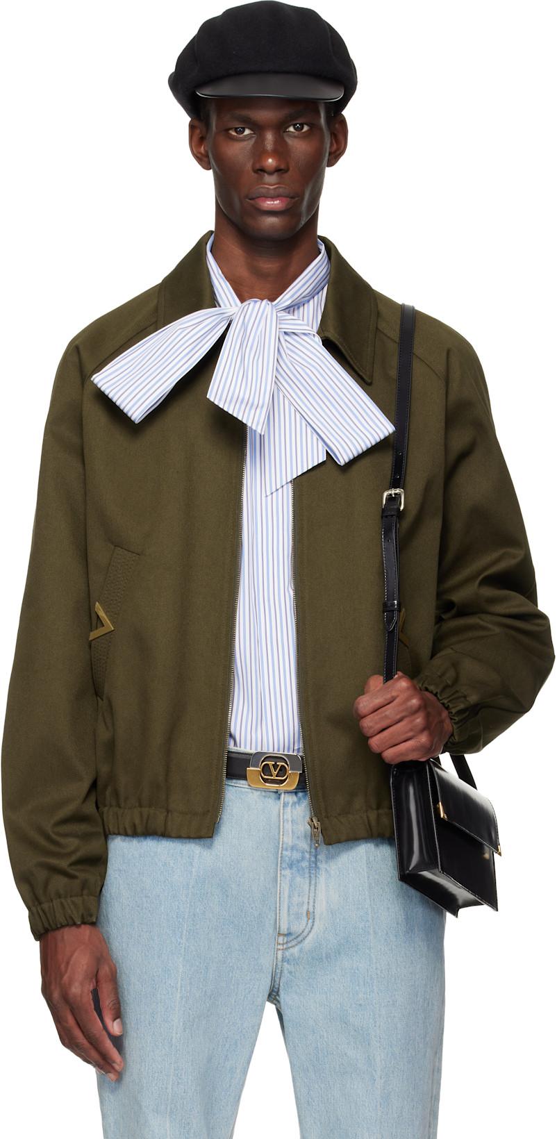 Khaki Cotton Gabardine Bomber Jacket by VALENTINO