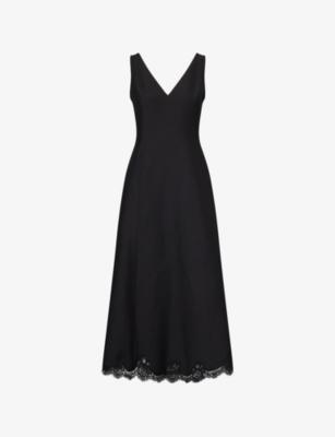 Lace-Trim Wool and Silk-Blend Midi Dress by VALENTINO
