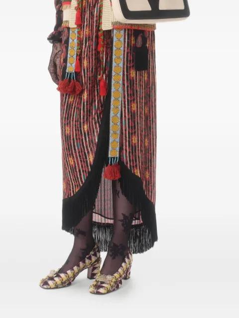 Lamé midi skirt with Apres L'hiver-print by VALENTINO