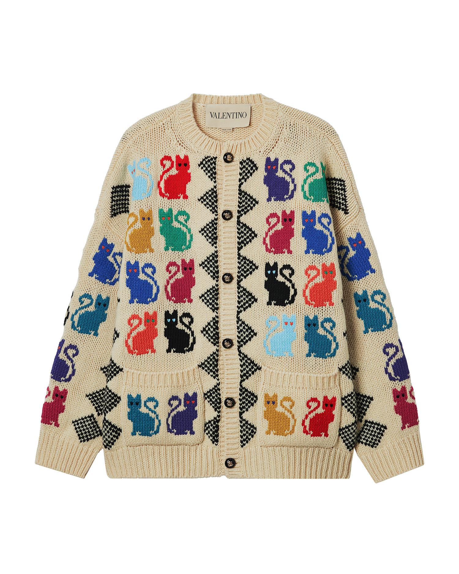 Le Chat De La Maison jacquard pattern cardigan by VALENTINO