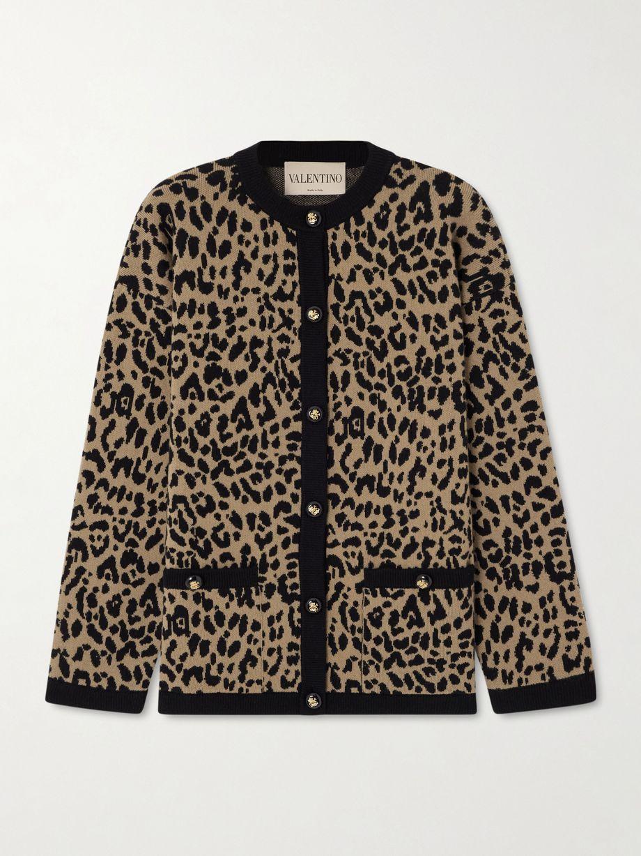 Leopard-jacquard wool cardigan by VALENTINO
