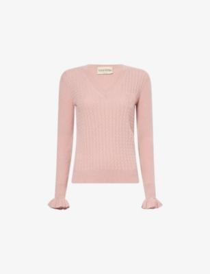 Logo-Embroidery Cable-Knit Cashmere Jumper by VALENTINO