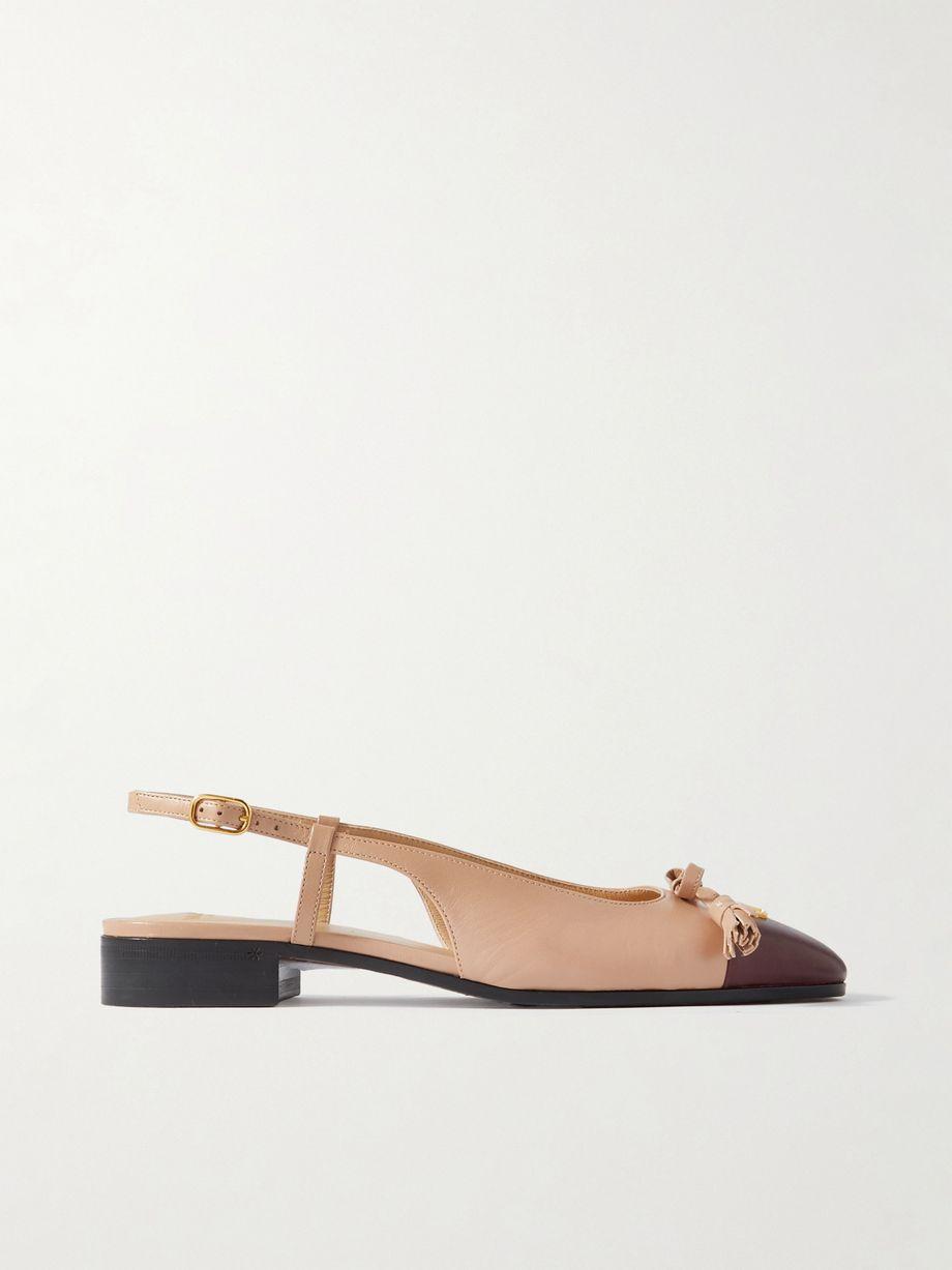 Logo-embellished tasseled leather slingback ballet flats by VALENTINO
