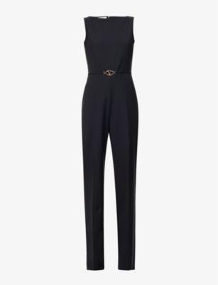 Logo-plaque straight-leg wool-blend jumpsuit by VALENTINO