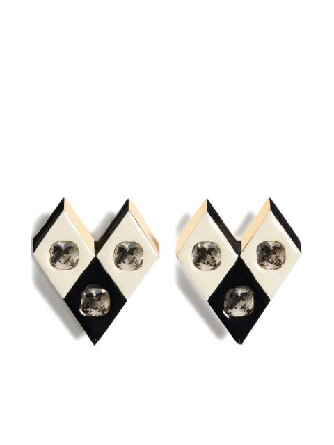 Losangettes metal, enamel and crystal earrings by VALENTINO