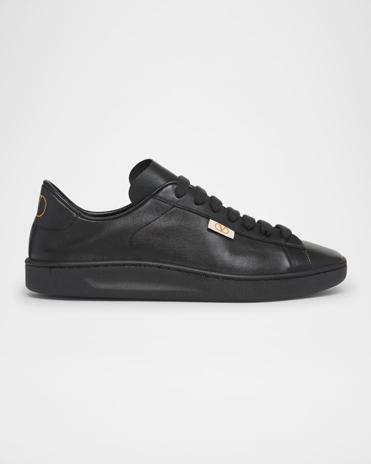 Men's Royco V Logo Calfskin Low-Top Sneakers by VALENTINO