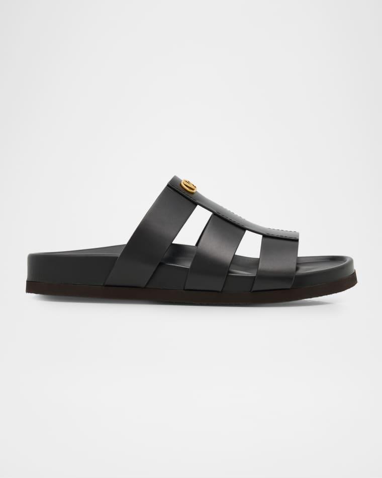 Men's Studshield Calfskin VLogo Slide Sandals by VALENTINO