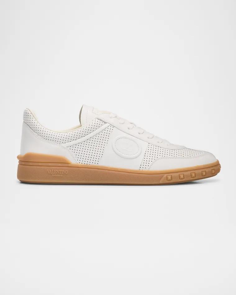 Men's Upvillage Perforated Napa Leather Low-Top Sneakers by VALENTINO