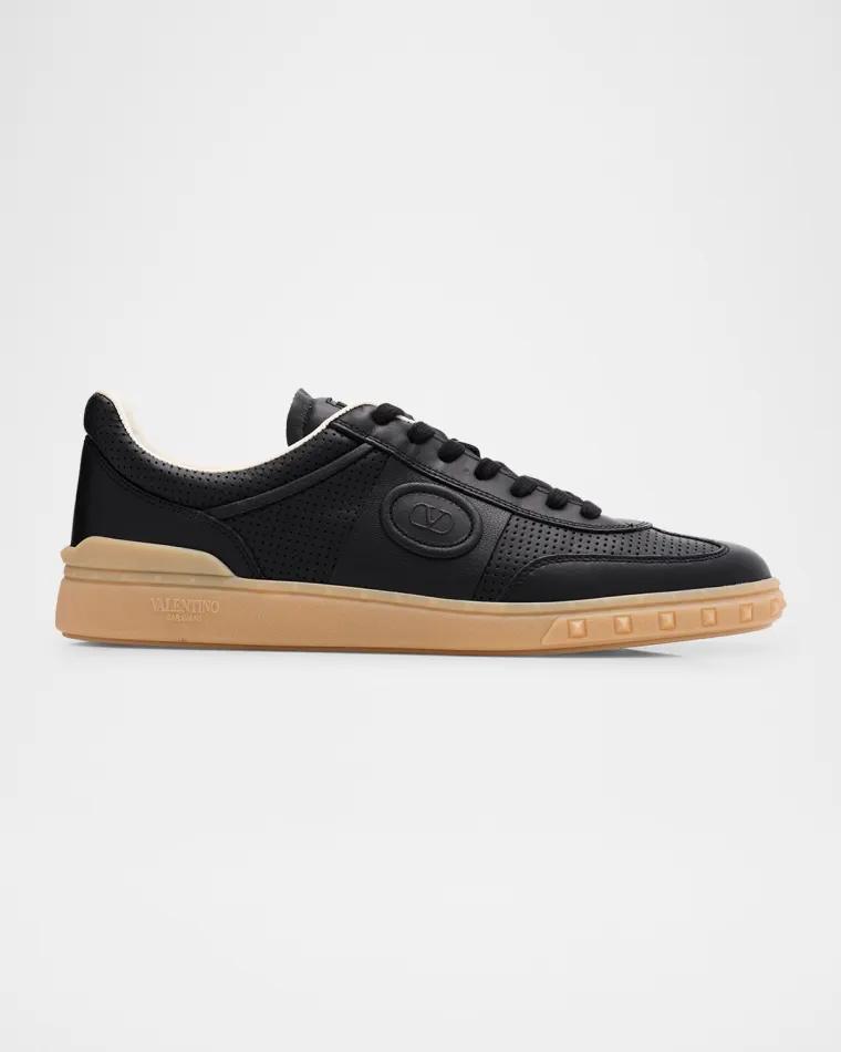 Men's Upvillage Perforated Napa Leather Low-Top Sneakers by VALENTINO