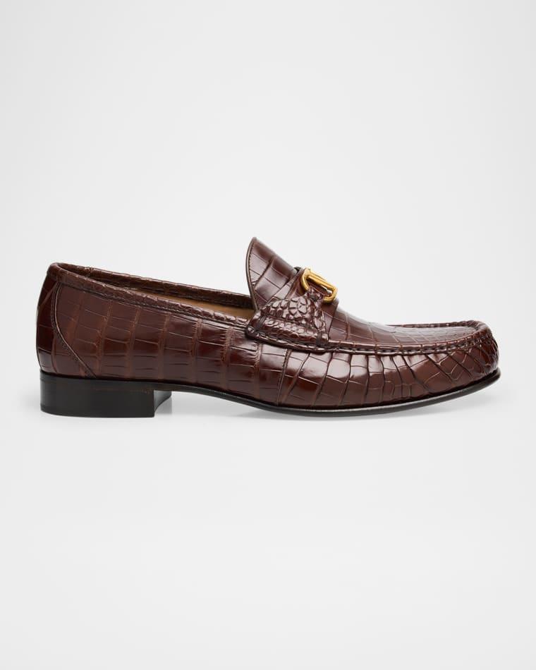 Men's VLogo Signature Crocodile Loafers by VALENTINO
