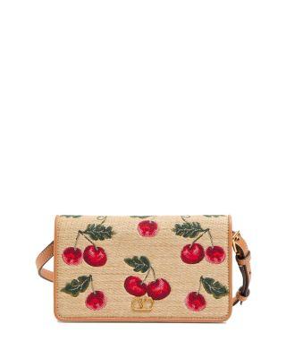 Mini Cherryfic VLogo Jacquard Raffia Bag by VALENTINO